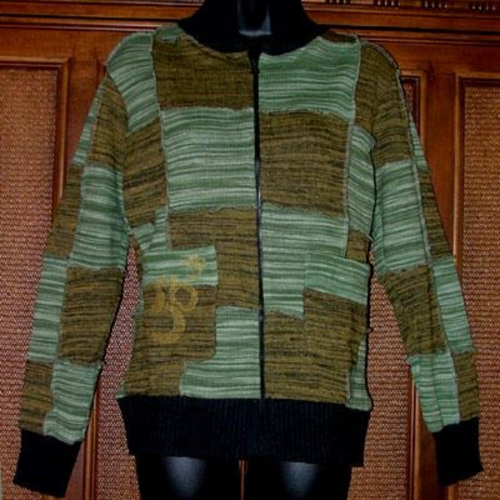 New Bohemian Nepal Patchwork Sweater Sm